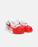 Білі кросівки чоловічі Air Force 1 Low ‘Custom Blood Демісезонні Найк аїр Форс 1, фото 5