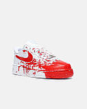 Білі кросівки чоловічі Air Force 1 Low ‘Custom Blood Демісезонні Найк аїр Форс 1, фото 7