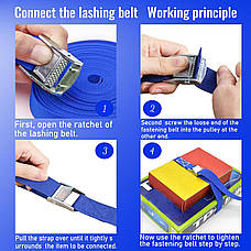 Ремінь для кріплення вантажу Auto Assistance 4 м /2,5 мм AA-001B синій, фото 3