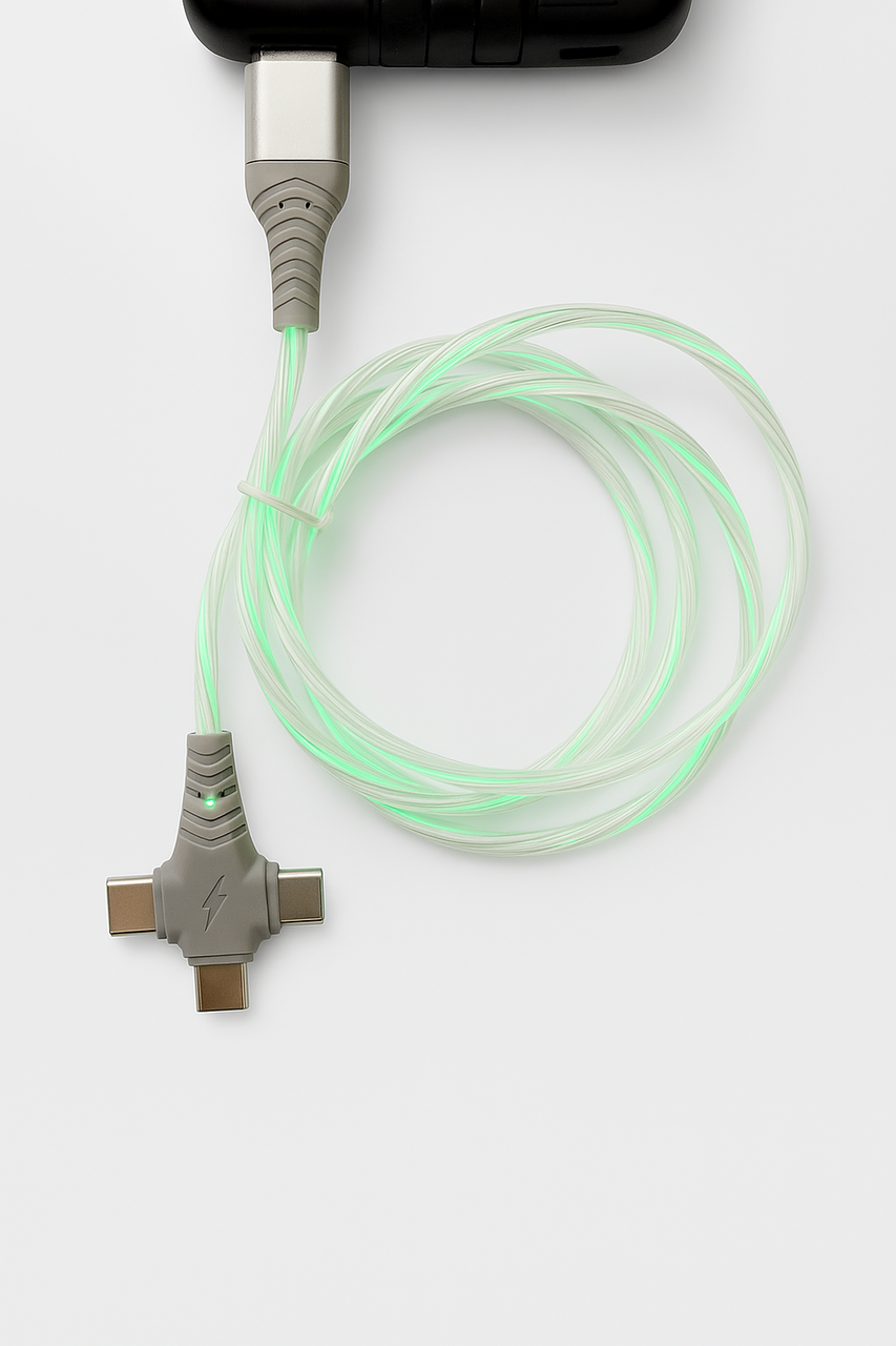Зарядний Кабель 3-в-1 з LED Підсвічуванням USB-A - Type-C / Micro USB / Lightning