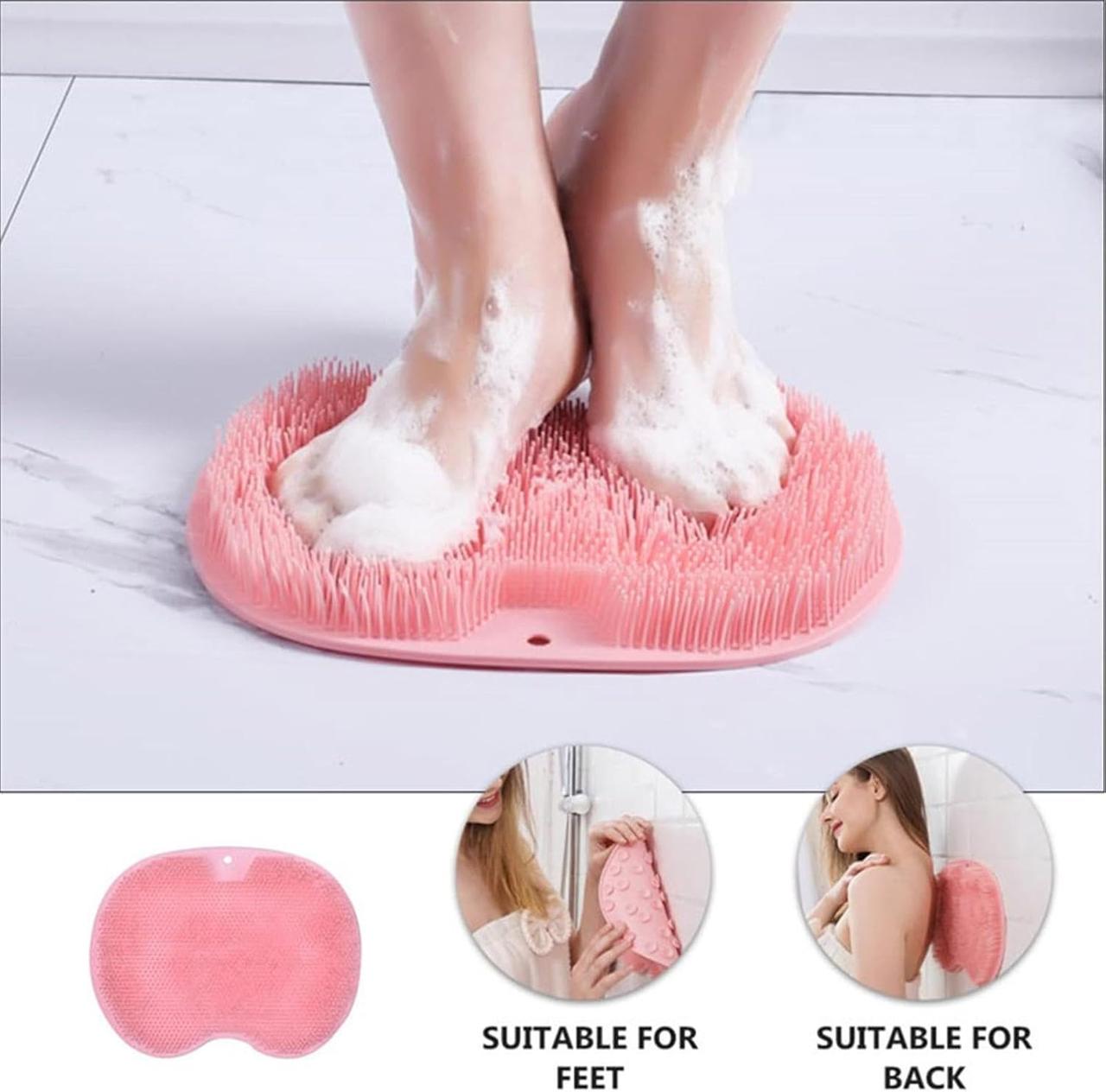 Масажна Щітка-Мочалка для Спини та Ніг Силіконова на Присосках Для Ванни та Душової (Червона), фото 1