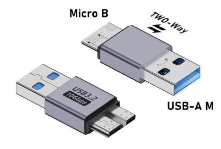 Адаптер USB 3.2 Micro B на USB-A – 10 Гбіт/с, двосторонній