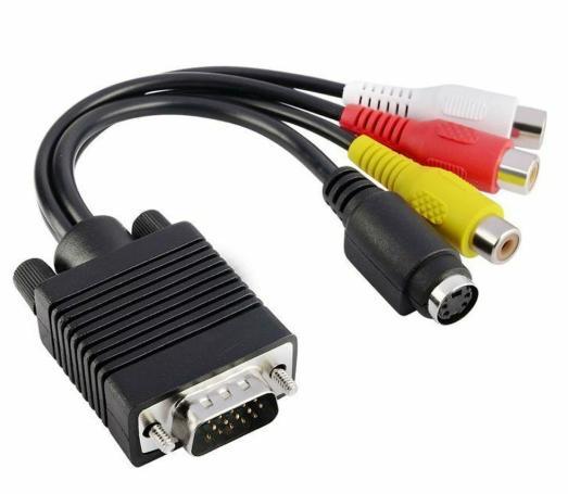 Кабель-перехідник VGA to S-Video 3 RCA Composite AV для підключення відеопристроїв