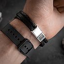 Браслет чоловічий шкіряний BLACK SUN  чорний 17-19 см (довжина 21 см), фото 3