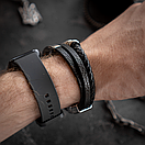 Браслет чоловічий шкіряний BLACK SUN  чорний 17-19 см (довжина 21 см), фото 2