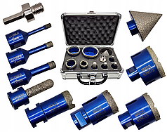 Набір алмазних коронок 6-65мм 10шт конусна фреза адаптер STONER S12204