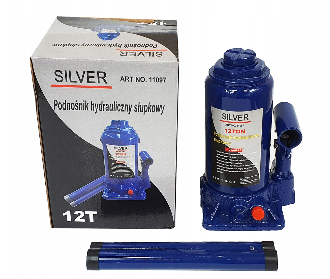 Домкрат гідравлічний пляшковий 12 т 230-392 mm Silver S11097