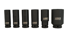 Набір ударних торцевих головок 1/2" короткі+довгі (10-36 мм) CR-MO на холдері 14 од. KILTER K04302, фото 4