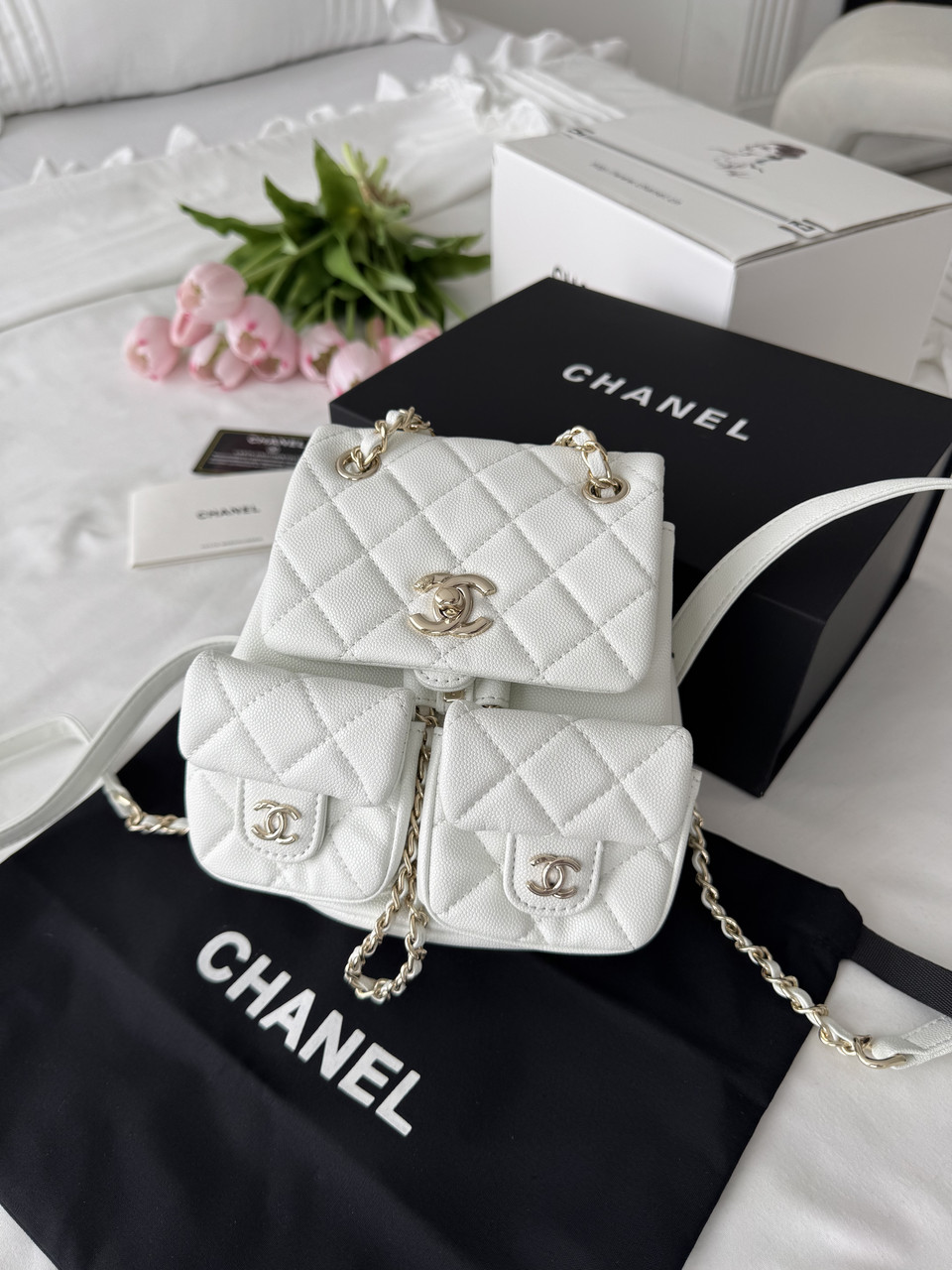 Chanel Backpack Milk Gold Texture, фото 1
