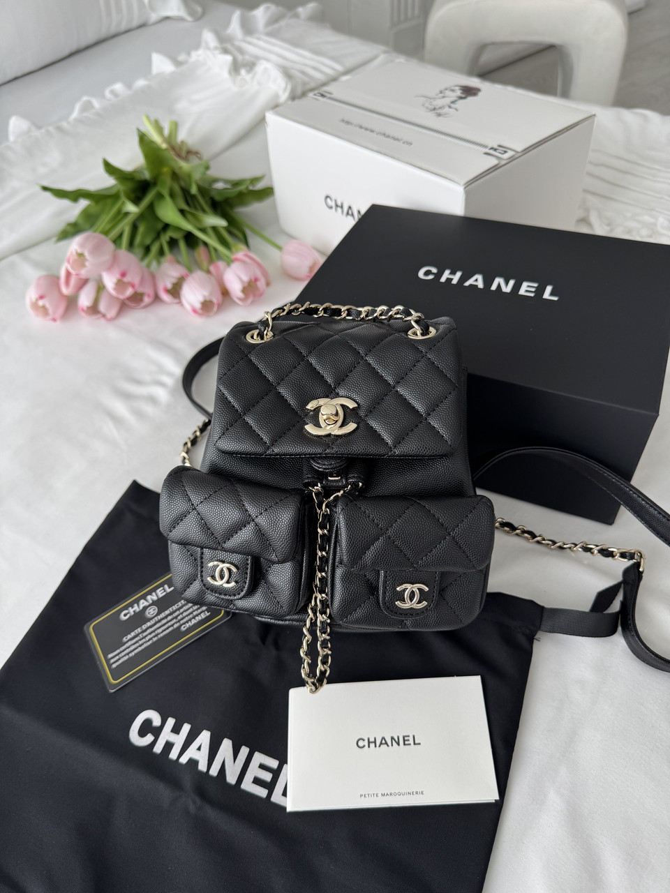 Chanel Backpack Black Gold Texture, фото 1
