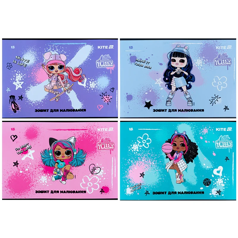 Зошит для малювання Kite LOL LO25-241, 12 аркушів, фото 1