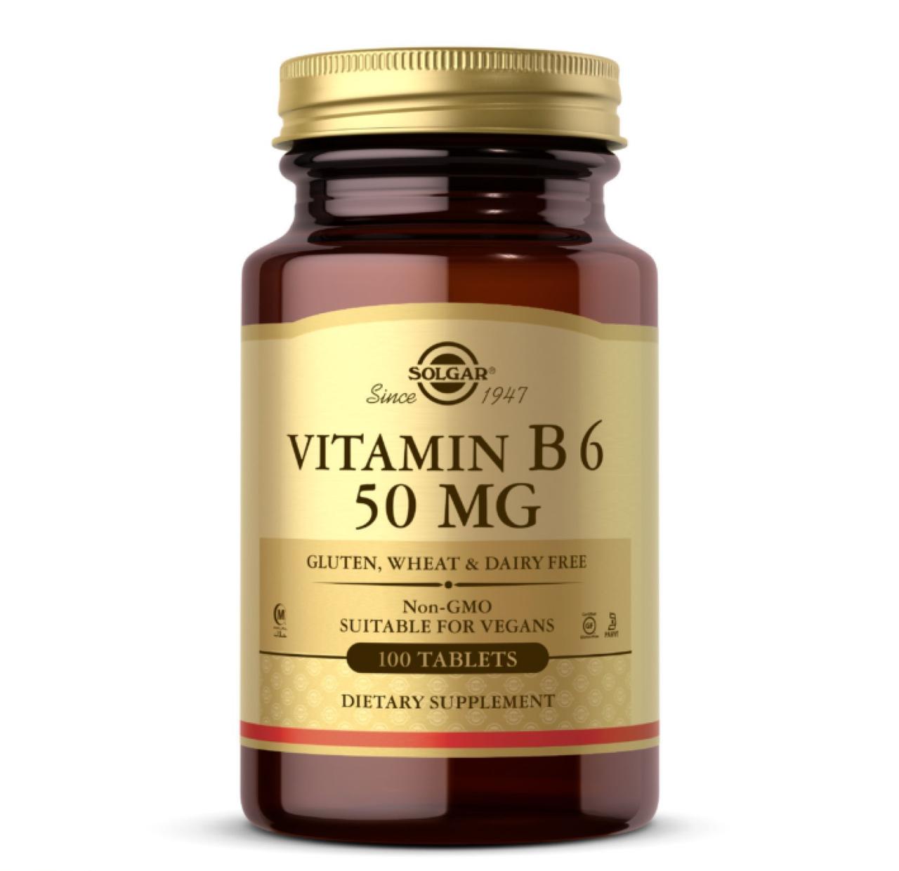 Вітамін В6 Solgar Vitamin B6, 50 мг, 100 таблеток, фото 1