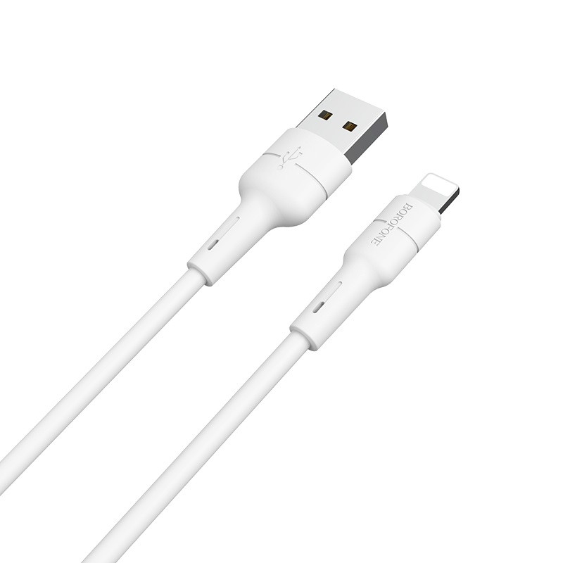 Кабель BOROFONE BX30 USB to iP 2.4A, 1m, silicone, TPE connectors, White, фото 1