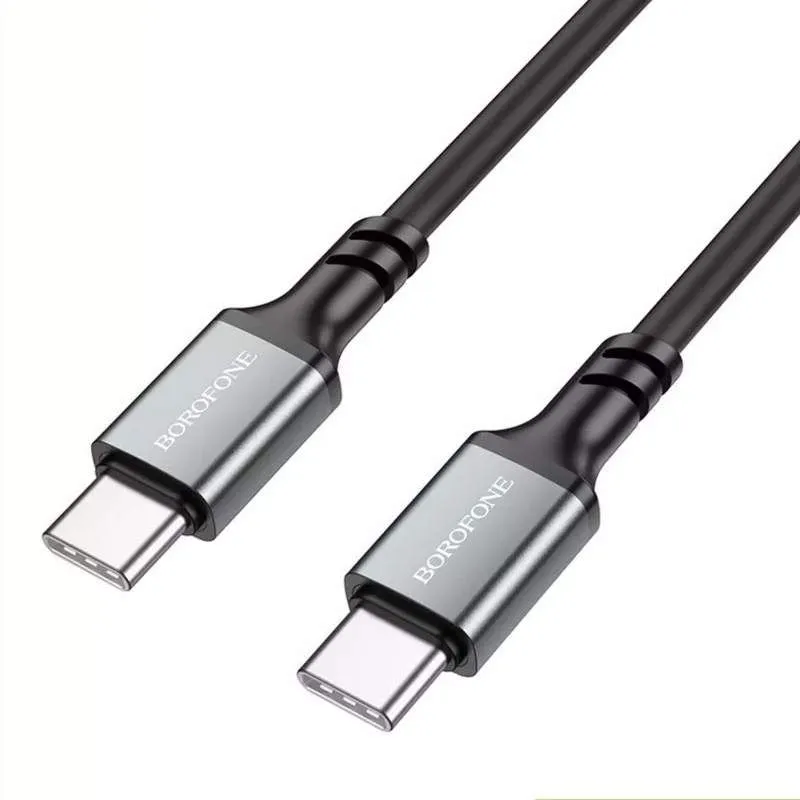 Кабель BOROFONE BX83 Type-C to Type-C Famous 60W silicone charging data cable Black, фото 1