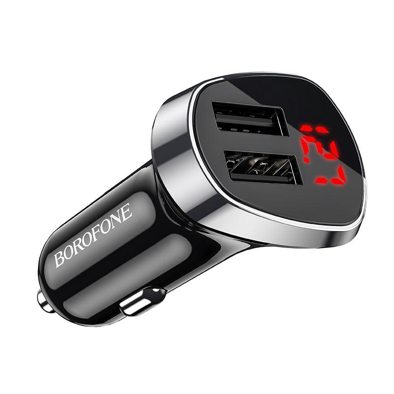 Автомобільний зарядний пристрій BOROFONE BZ15 Auspicious dual port digital display car charger, фото 1