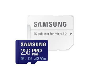 Карта пам'яті 256GB Samsung microSDXC V30 A2 PRO Plus (2021) (UHS-I U3) Class 10 (MB-MD256KA) + adapter SD