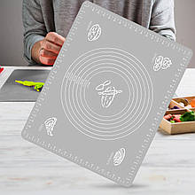 Тонкий антиковзний силіконовий кондитерський килимок для розкочування тіста 30х40см / 1693 Сірий (205)