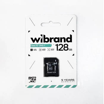 Карта пам'яті 128GB Wibrand microSDXC (UHS-1) C10 (WICDHU1/128GB-A) + adapter SD