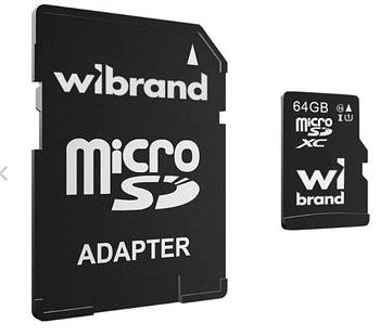 Карта пам'яті 64GB Wibrand microSDXC (UHS-1) Class 10 (WICDXU1/64GB-A) + adapter SD