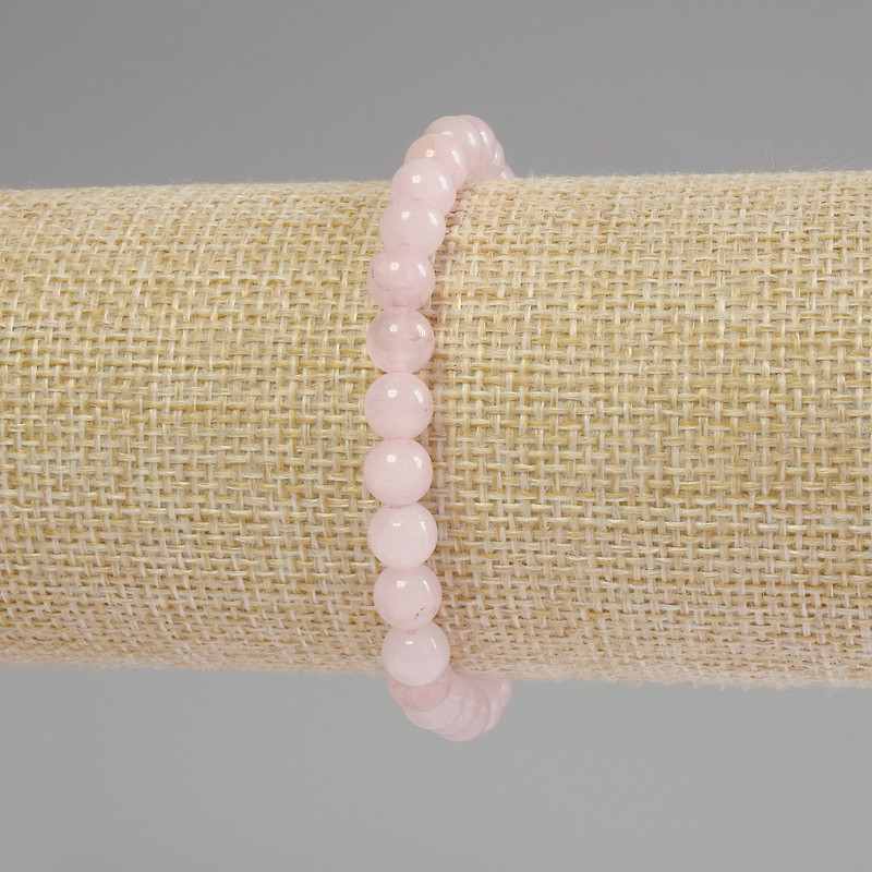 ! Браслет Рожевий кварц кулька d-6мм+- L-18 мм+- стрейч, фото 1