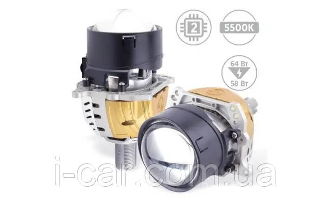 AMS ULTIMATE U2 3.0" F/R 58/64Вт 5500K світлодіодні автомобільні лінзи, фото 1