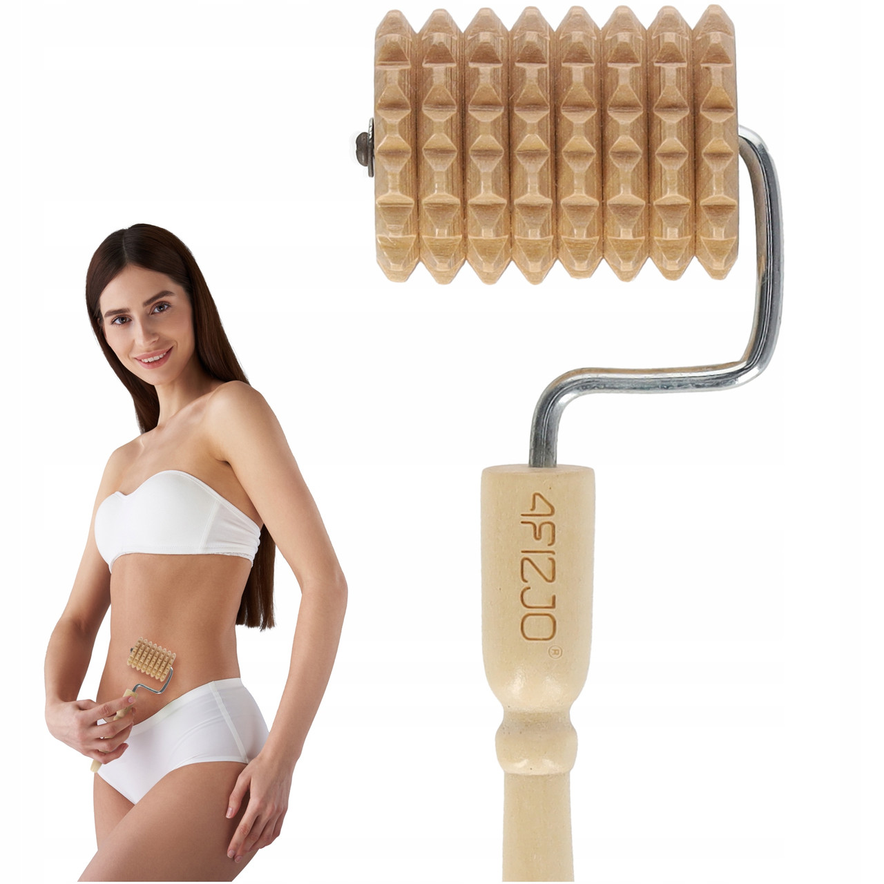 Масажний ролик для тіла 4FIZJO ручний, дерев'яний (P-5905973400268), фото 1