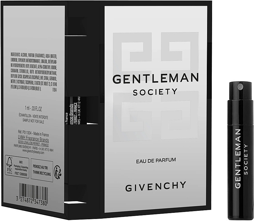 Парфумована вода для чоловіків Givenchy Gentleman Society Eau de Parfum 1 мл Пробник, фото 1