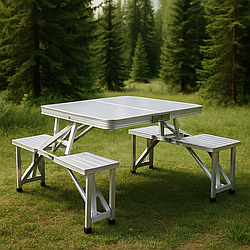 Складаний алюмінієвий стіл трансформер + 4 стільці для пікніка у валізі набір туристичних складних меблів G03-2