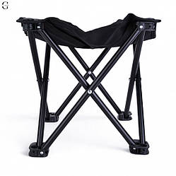 Компактний складаний стілець для кемпінгу та риболовлі у чохлі, чорний,