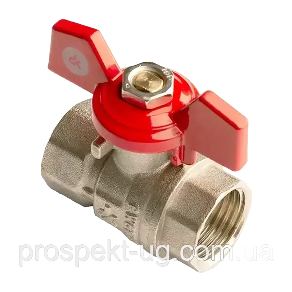 Кран Ду20 (3/4") ру25 кульовий латунний нікель метелик внутрішня різьба В-В DK Kraft, фото 1