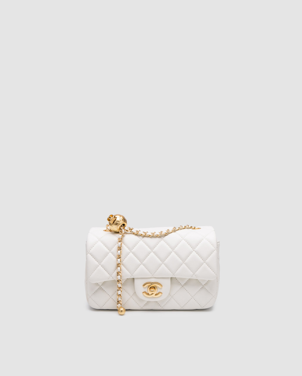 💎 Chanel Classic 1.55 Small Single Flap in White/Gold 20 х 12 х 6 см, фото 1