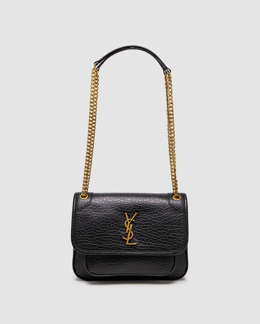 💎 Saint Laurent Niki in Grained Lambskin Black/Gold 22 х 16 х 7 см, фото 1