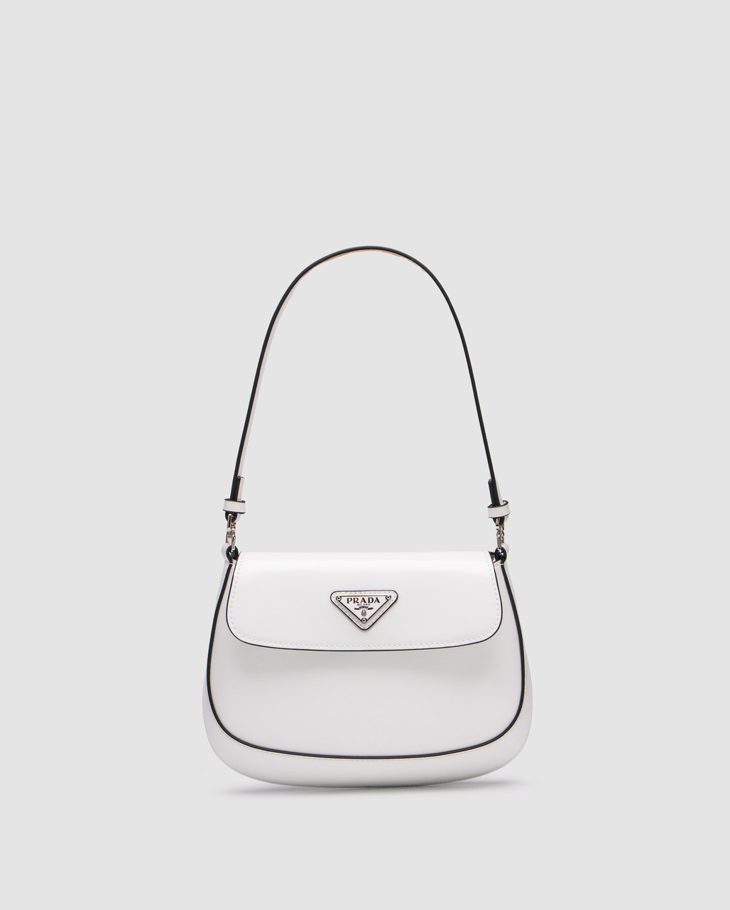 💎 Prada Cleo Lacquered Leather Mini Bag White 23 х 17 х 3 см, фото 1