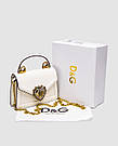 💎 Dolce&Gabbana Small Smooth Calfskin Devotion Bag White 19 х 13 х 5 cм, фото 4