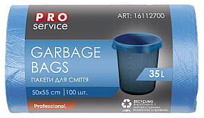 Пакети для сміття п/е  35л/100шт сині ХД 50*55см "PRO" 20/ящ