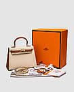 💎 Hermes Epsom Kelly II Sellier 25 Bicolor Beige\Ginger, фото 4