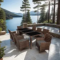 Обідній алюмінієвий набір меблів із ротангу Monaco стіл зі стільцями + чохли!