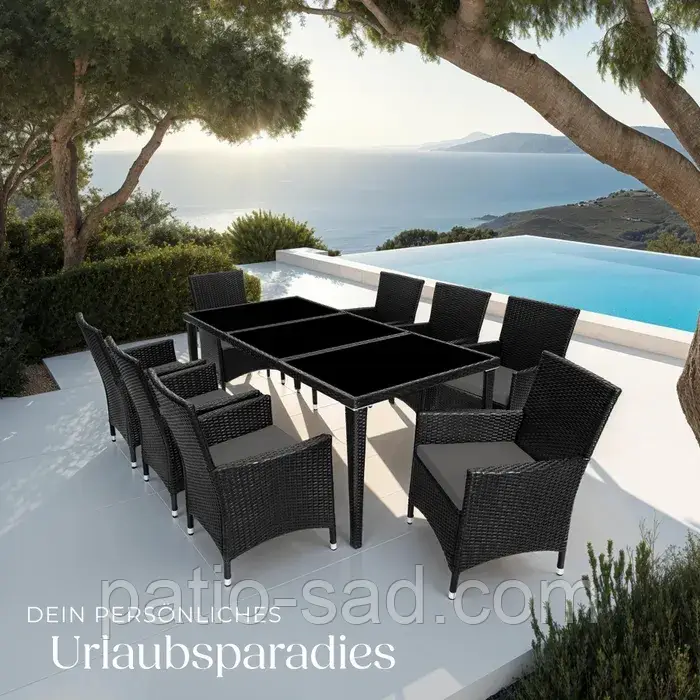 Аллюмінієвий обідній комплект меблів із ротанга + чохол!, фото 1