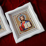 Пара ікон на весілля у білих кіотах 27х23,5 см, фото 3