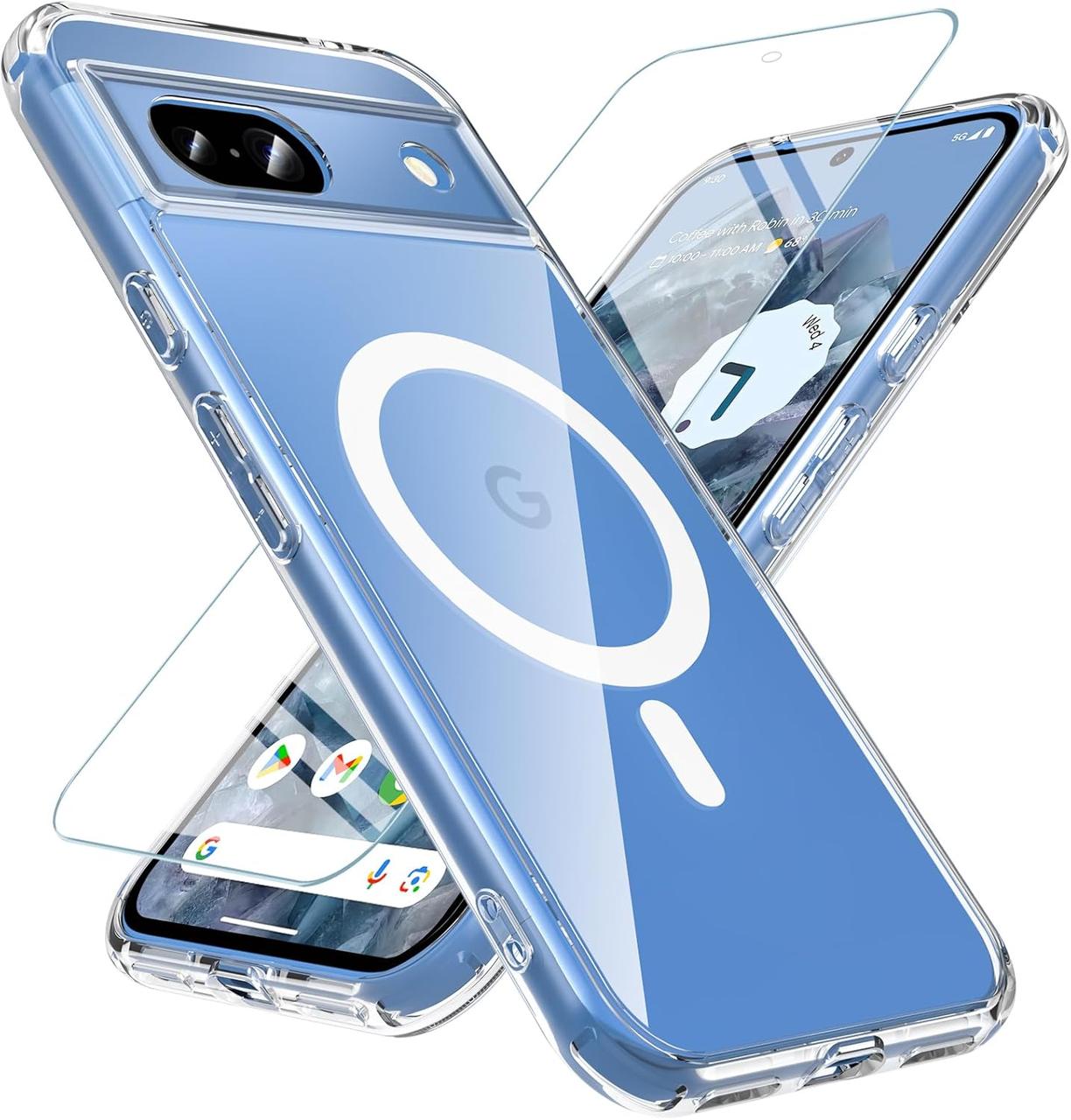 Чехол для Google Pixel 8A с закаленным стеклом совместимый с MagSafe