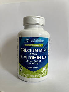 Кальцій+вітамін D3 Rite Aid Calcium Mini 600 мг + Vitamin D3 500 IU 160 капс.