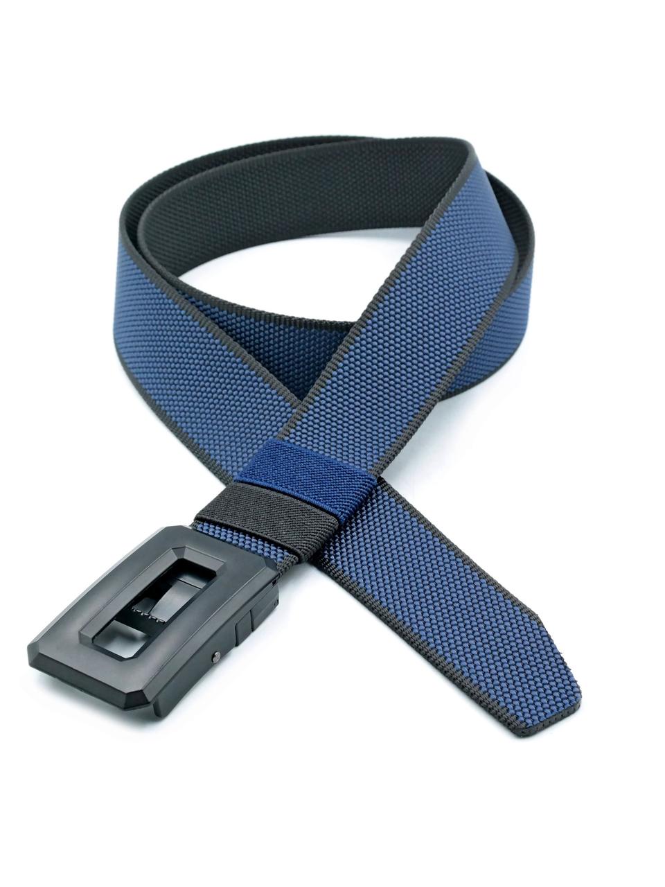 Ремінь тканинний двосторонній Weatro 3,8 х 120 см Синій + Чорний, фото 1