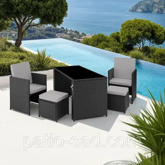 Ротангові меблі на терасу Palermo, темно-сірий колір, фото 1