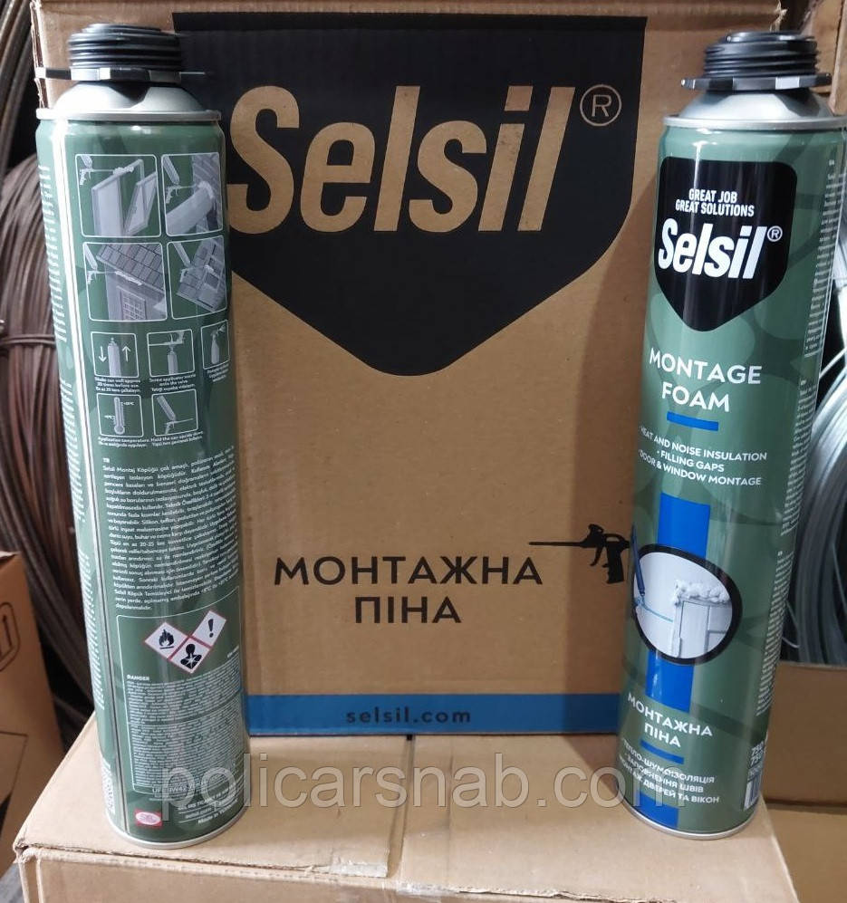 Піна поліуретанова монтажна професійна однокомпонентна Selsil SELFOAM 750 мл/750 г, фото 1