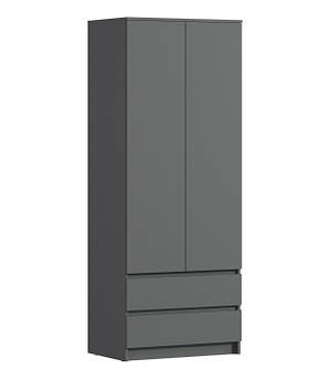 Шафа гардеробна, стелаж для одягу, етажерка з ящиками, колір Антрацит