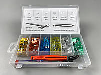 Набір запобіжників 93 шт (5А, 10А, 15А, 20А, 25А, 30А) захоплення + тестер 6-24В пластиковий бокс, фото 3