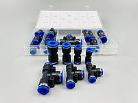Набір пневматичних фітингів Т-подібних 24 шт. — універсальні з'єднання 6-12 мм, фото 2