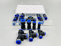 Набір пневматичних фітингів Т-подібних 24 шт. — універсальні з'єднання 6-12 мм, фото 4