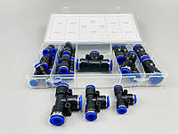Набір пневматичних фітингів Т-подібних 24 шт. — універсальні з'єднання 6-12 мм, фото 8
