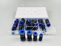 Набір пневматичних фітингів Т-подібних 24 шт. — універсальні з'єднання 6-12 мм, фото 9